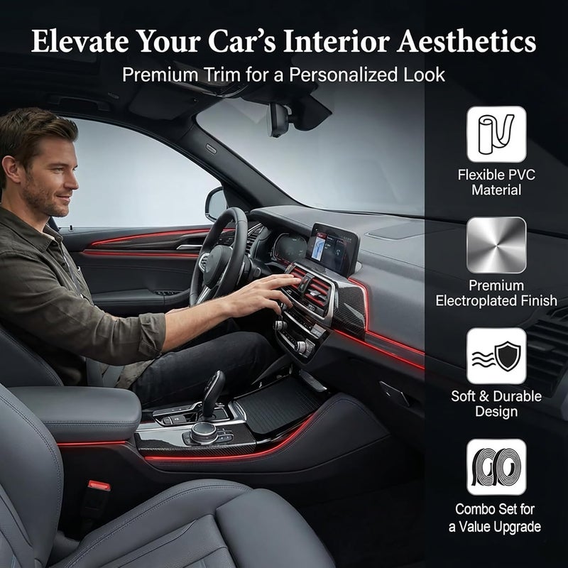 Rainflow Red Car Accessories - 20PCS Air Conditioner Decoration Strip and 33Ft Car Interior Trim with Installing Tool DIY Flexible Car Accessories Interior Suitable for Most Vehicles - Image 3